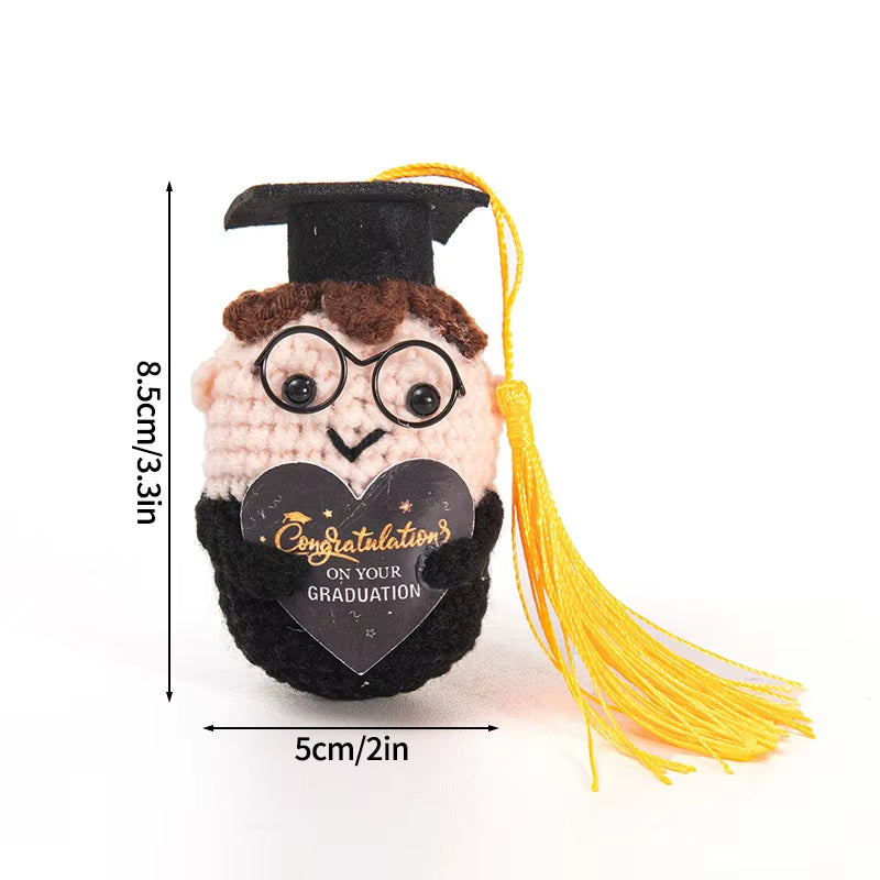 Hand-Woven Crocheted Ornaments Funny Positive Energy Vegetable Animal Doll with Hugging Card Creative Festivals Gifts Handcrafts