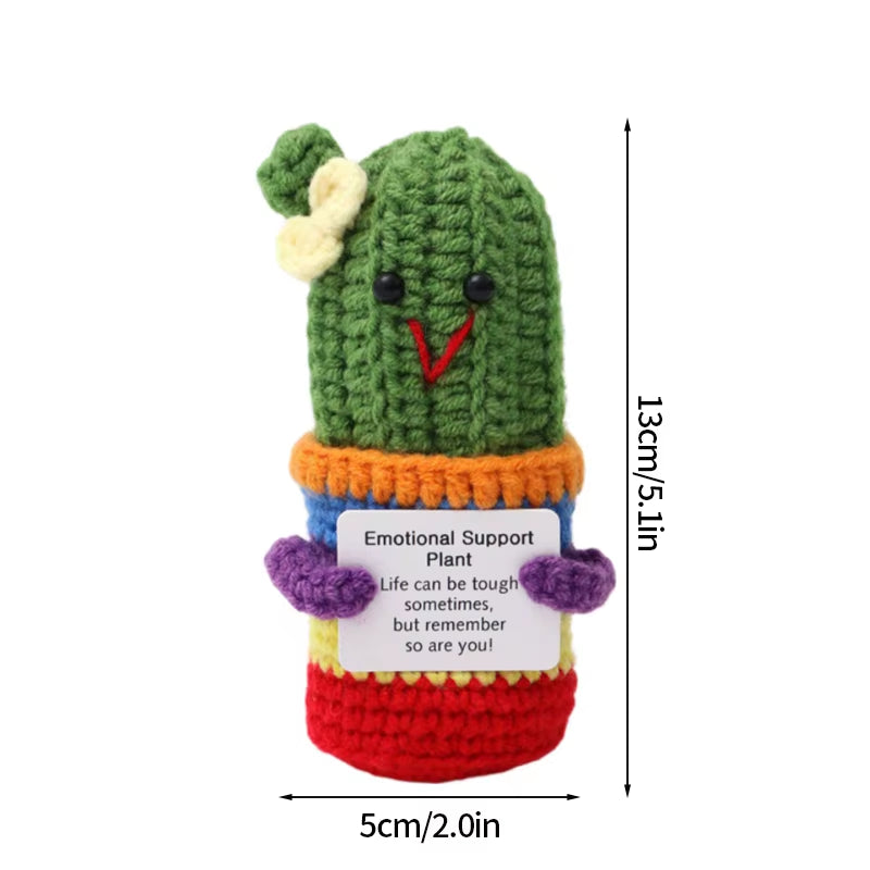 Hand-Woven Crocheted Ornaments Funny Positive Energy Vegetable Animal Doll with Hugging Card Creative Festivals Gifts Handcrafts