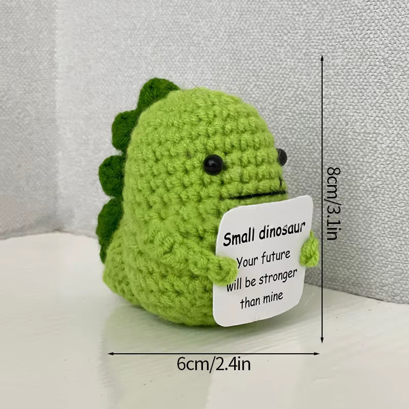 Hand-Woven Crocheted Ornaments Funny Positive Energy Vegetable Animal Doll with Hugging Card Creative Festivals Gifts Handcrafts