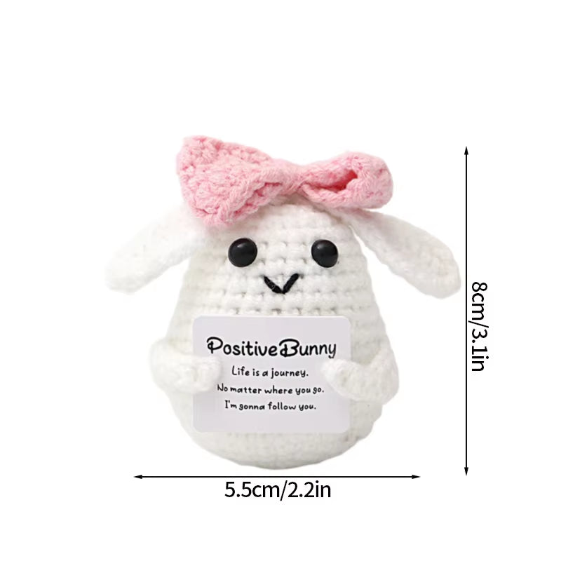 Hand-Woven Crocheted Ornaments Funny Positive Energy Vegetable Animal Doll with Hugging Card Creative Festivals Gifts Handcrafts