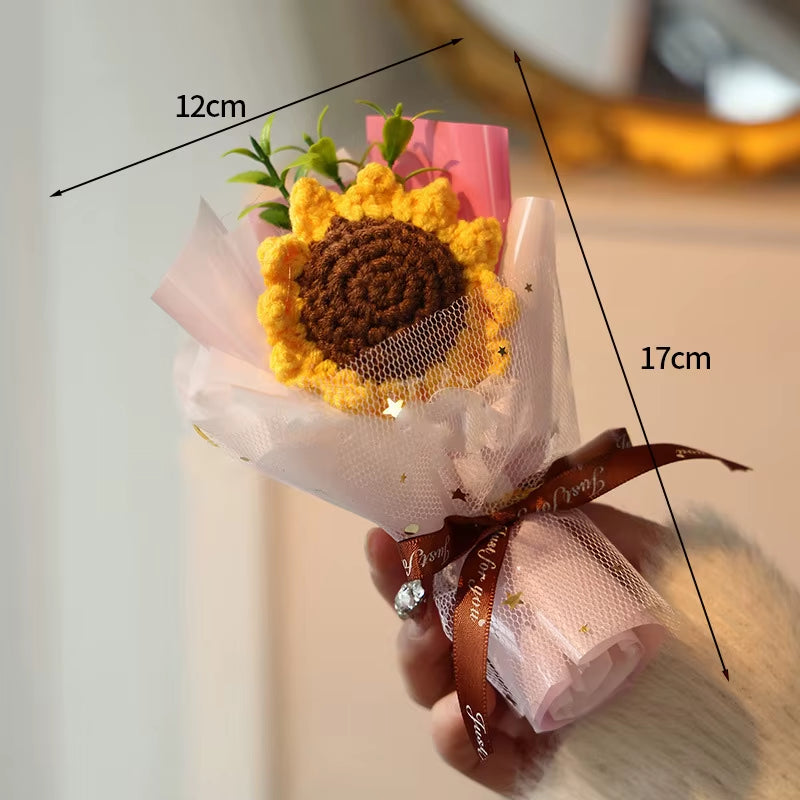 Mini Crochet Flowers Artificial Flower Bouquet Handmade Knitted Flowers Bouquet for Wedding Party Decor Valentine'S Day Gift