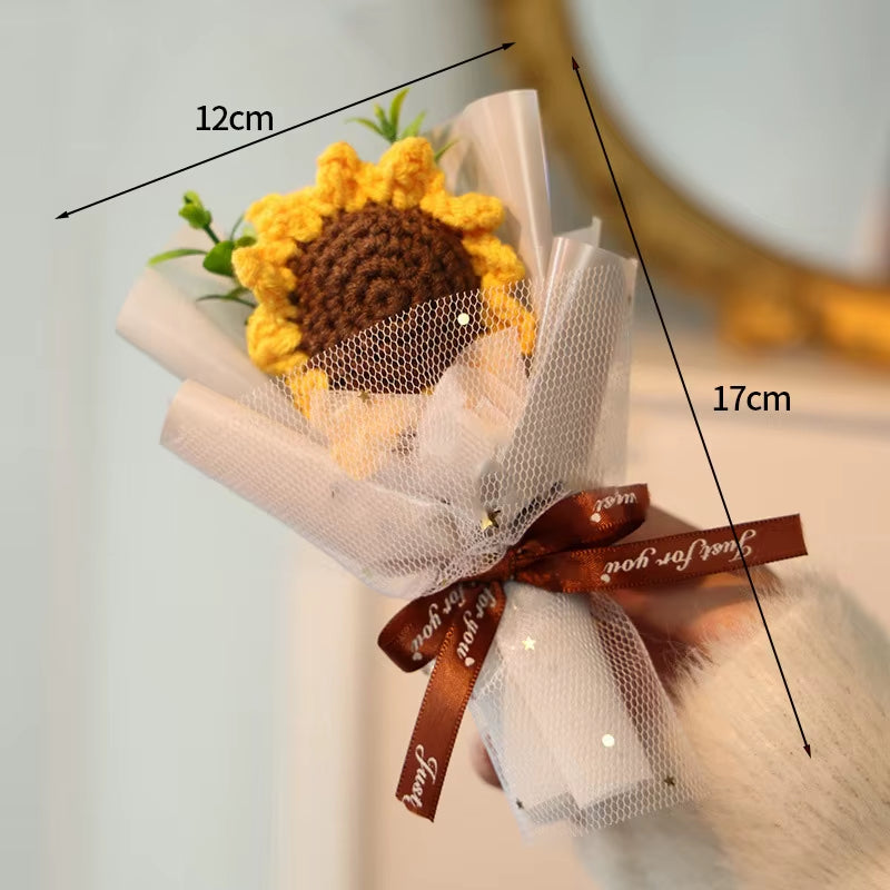 Mini Crochet Flowers Artificial Flower Bouquet Handmade Knitted Flowers Bouquet for Wedding Party Decor Valentine'S Day Gift