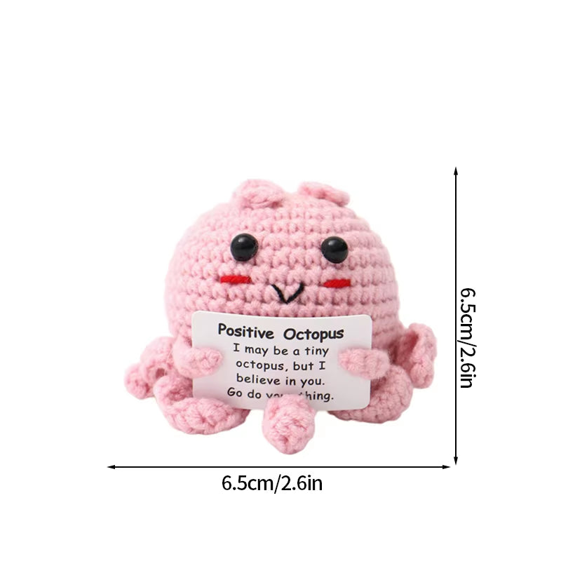 Hand-Woven Crocheted Ornaments Funny Positive Energy Vegetable Animal Doll with Hugging Card Creative Festivals Gifts Handcrafts