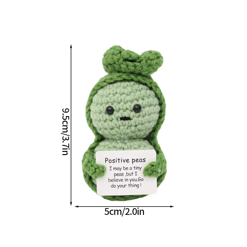 Hand-Woven Crocheted Ornaments Funny Positive Energy Vegetable Animal Doll with Hugging Card Creative Festivals Gifts Handcrafts