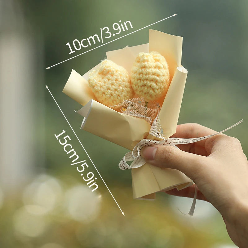 Mini Crochet Flowers Artificial Flower Bouquet Handmade Knitted Flowers Bouquet for Wedding Party Decor Valentine'S Day Gift