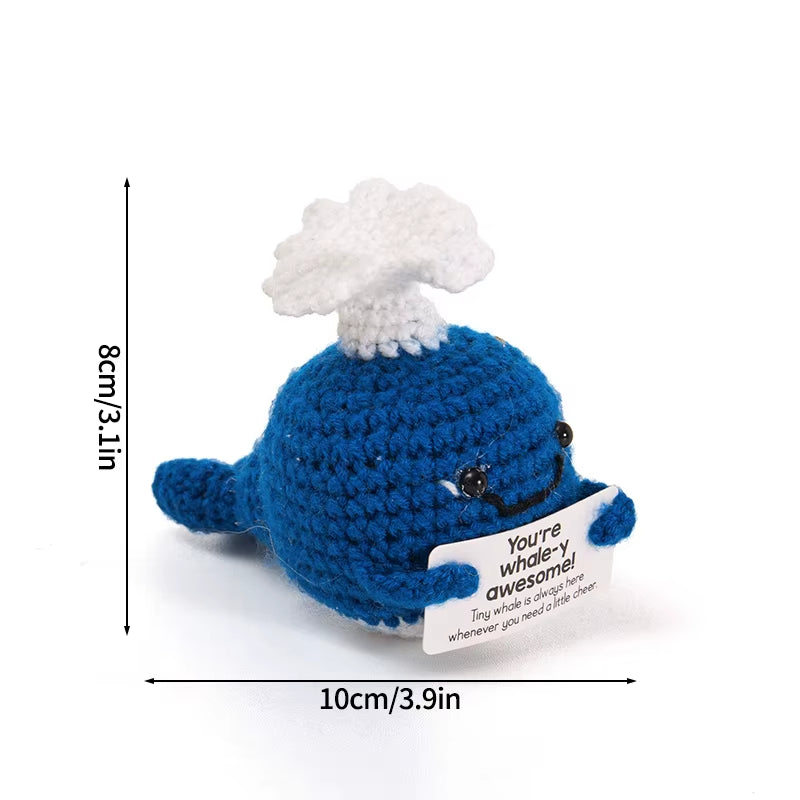 Hand-Woven Crocheted Ornaments Funny Positive Energy Vegetable Animal Doll with Hugging Card Creative Festivals Gifts Handcrafts