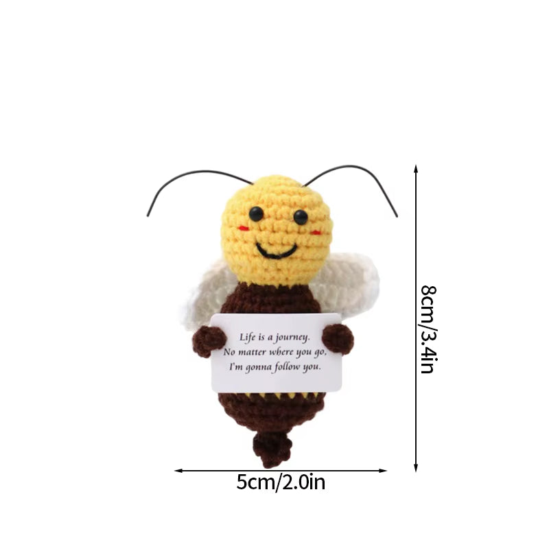 Hand-Woven Crocheted Ornaments Funny Positive Energy Vegetable Animal Doll with Hugging Card Creative Festivals Gifts Handcrafts