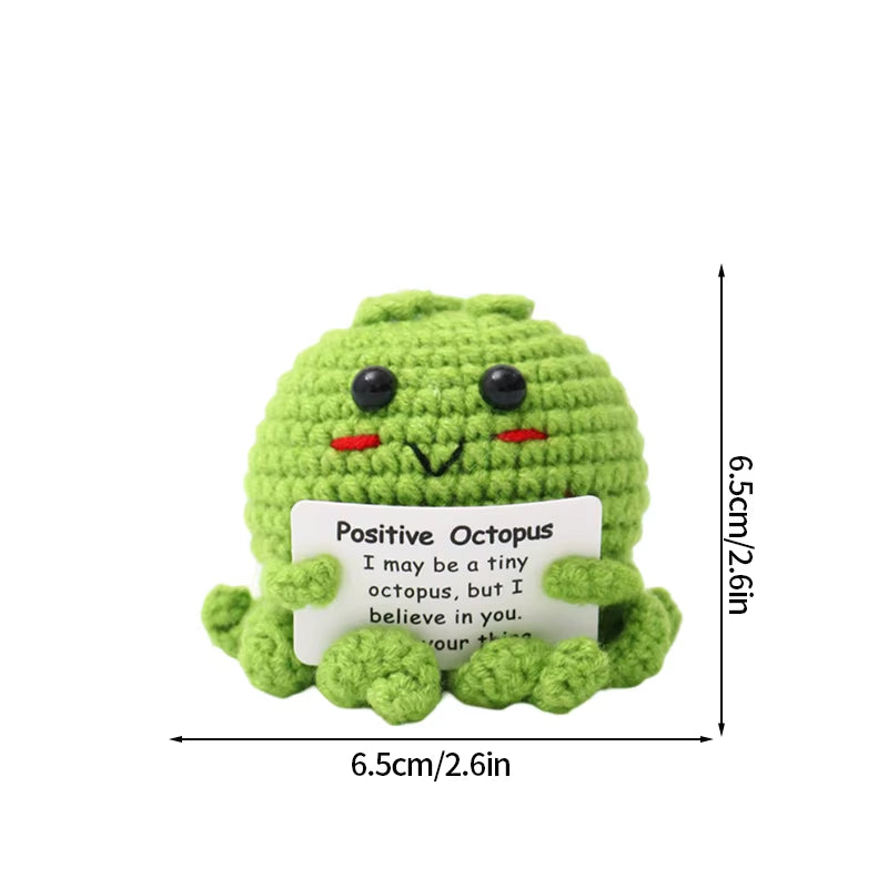 Hand-Woven Crocheted Ornaments Funny Positive Energy Vegetable Animal Doll with Hugging Card Creative Festivals Gifts Handcrafts