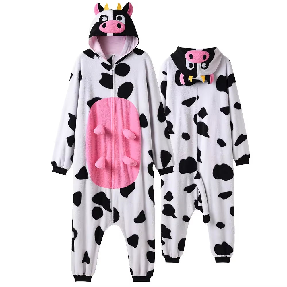 Vache Kigurumi Anime Onesies Pour Femmes Et Hommes, Salopette, Drôle, Mignon, Imbibé Pour Adulte, Hiver, Pyjama
