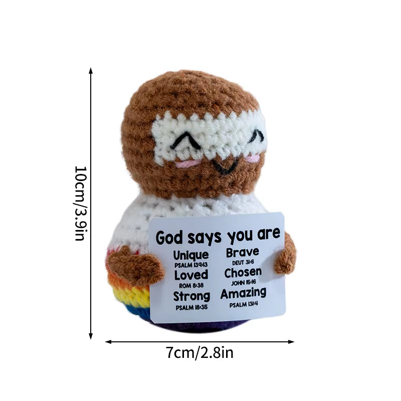 Hand-Woven Crocheted Ornaments Funny Positive Energy Vegetable Animal Doll with Hugging Card Creative Festivals Gifts Handcrafts