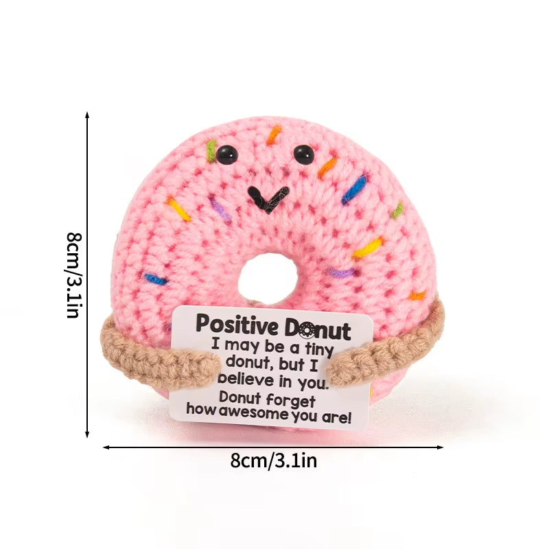 Hand-Woven Crocheted Ornaments Funny Positive Energy Vegetable Animal Doll with Hugging Card Creative Festivals Gifts Handcrafts