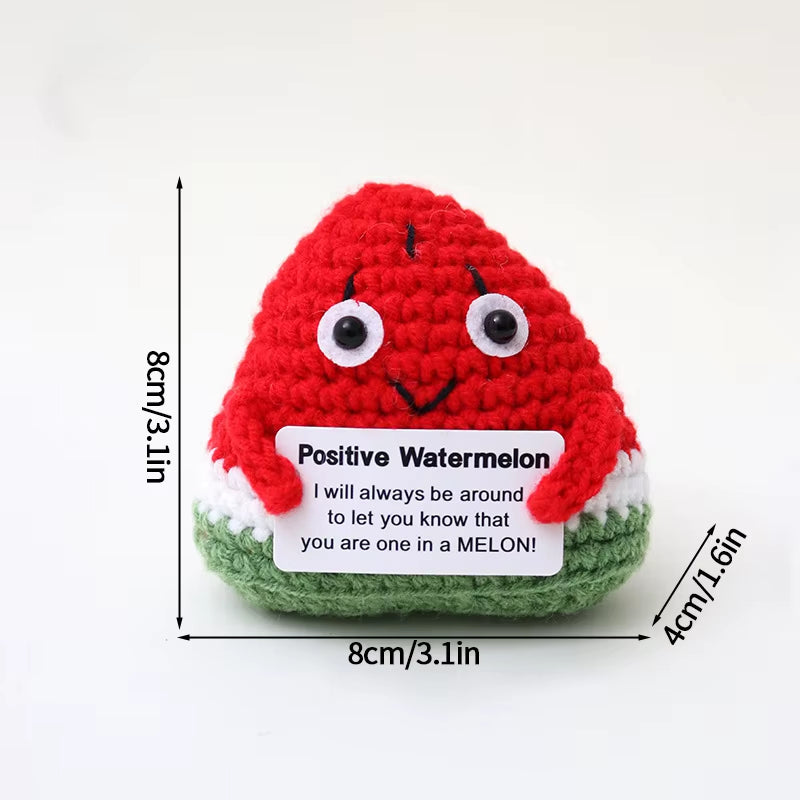 Hand-Woven Crocheted Ornaments Funny Positive Energy Vegetable Animal Doll with Hugging Card Creative Festivals Gifts Handcrafts