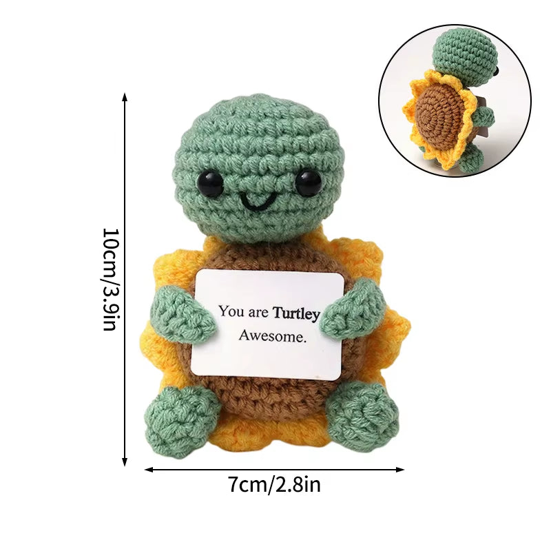 Hand-Woven Crocheted Ornaments Funny Positive Energy Vegetable Animal Doll with Hugging Card Creative Festivals Gifts Handcrafts