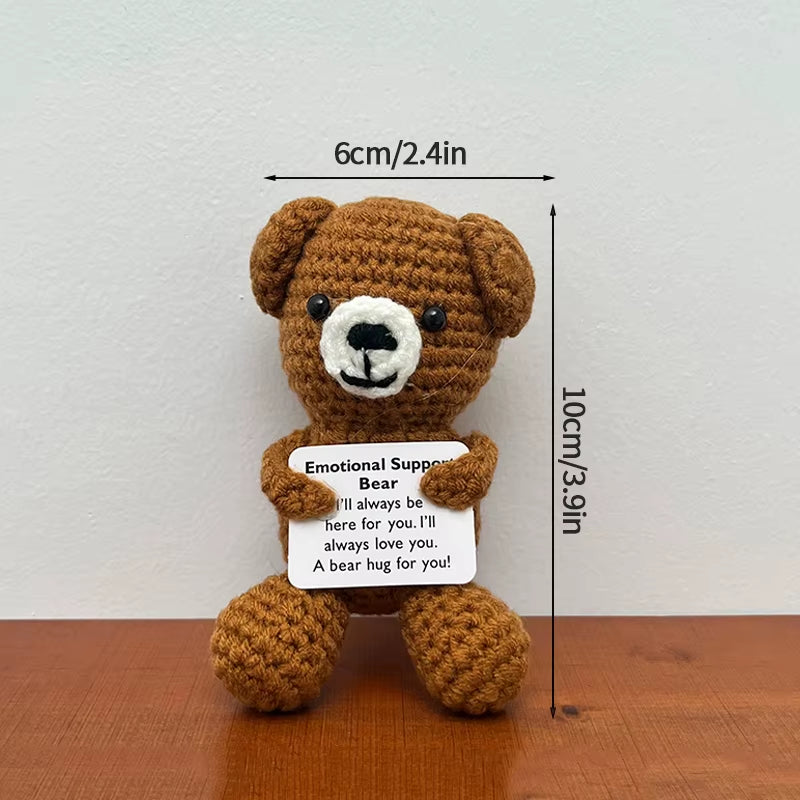 Hand-Woven Crocheted Ornaments Funny Positive Energy Vegetable Animal Doll with Hugging Card Creative Festivals Gifts Handcrafts