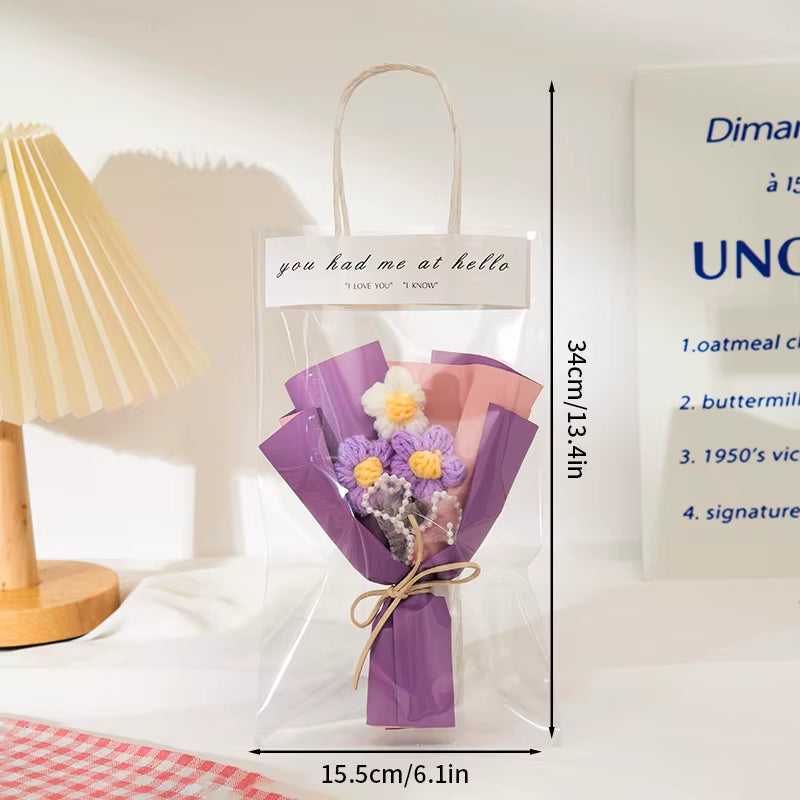 Mini Crochet Flowers Artificial Flower Bouquet Handmade Knitted Flowers Bouquet for Wedding Party Decor Valentine'S Day Gift