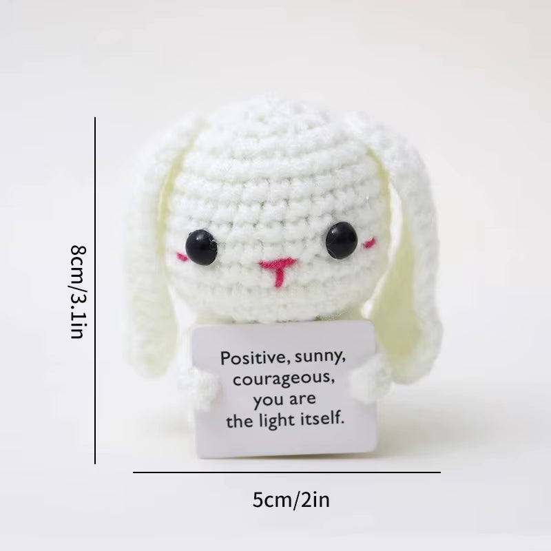 Hand-Woven Crocheted Ornaments Funny Positive Energy Vegetable Animal Doll with Hugging Card Creative Festivals Gifts Handcrafts