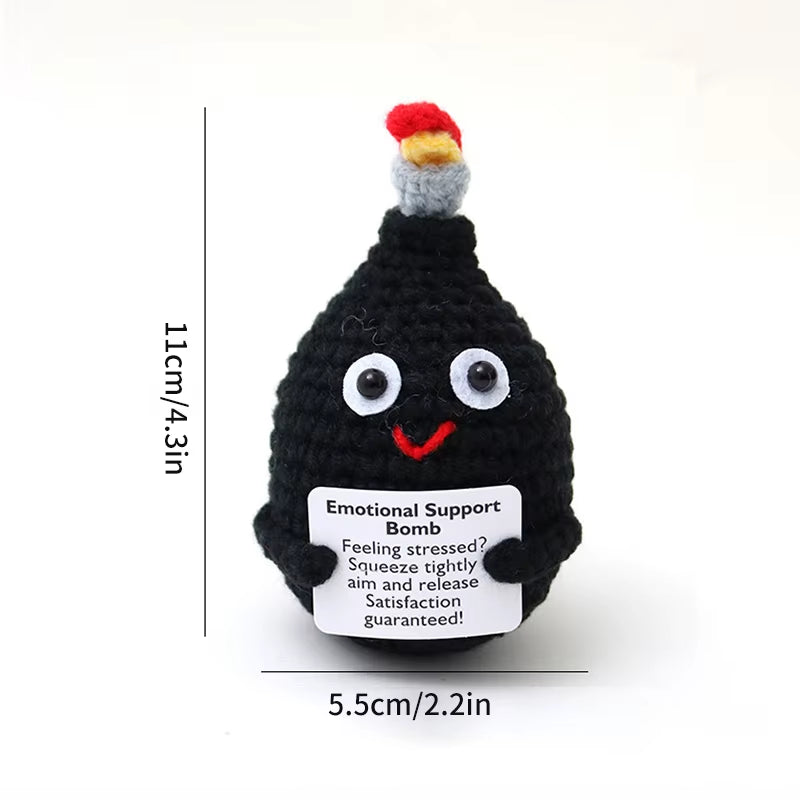 Hand-Woven Crocheted Ornaments Funny Positive Energy Vegetable Animal Doll with Hugging Card Creative Festivals Gifts Handcrafts