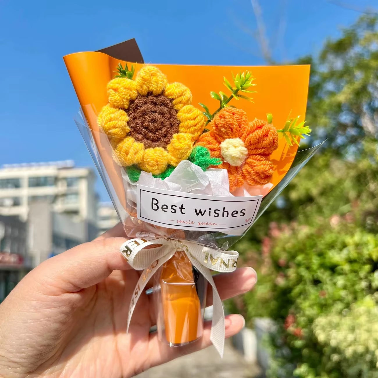 Mini Crochet Flowers Artificial Flower Bouquet Handmade Knitted Flowers Bouquet for Wedding Party Decor Valentine'S Day Gift