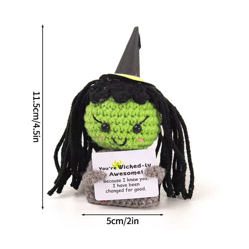 Hand-Woven Crocheted Ornaments Funny Positive Energy Vegetable Animal Doll with Hugging Card Creative Festivals Gifts Handcrafts