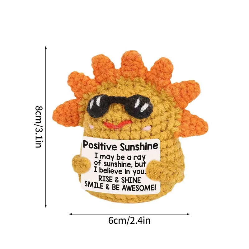 Hand-Woven Crocheted Ornaments Funny Positive Energy Vegetable Animal Doll with Hugging Card Creative Festivals Gifts Handcrafts