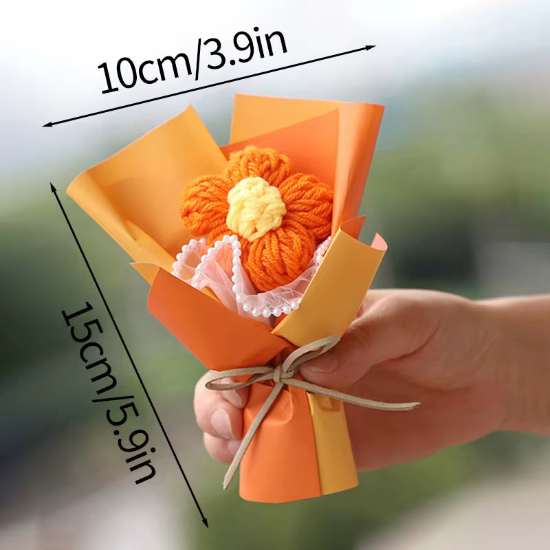 Mini Crochet Flowers Artificial Flower Bouquet Handmade Knitted Flowers Bouquet for Wedding Party Decor Valentine'S Day Gift