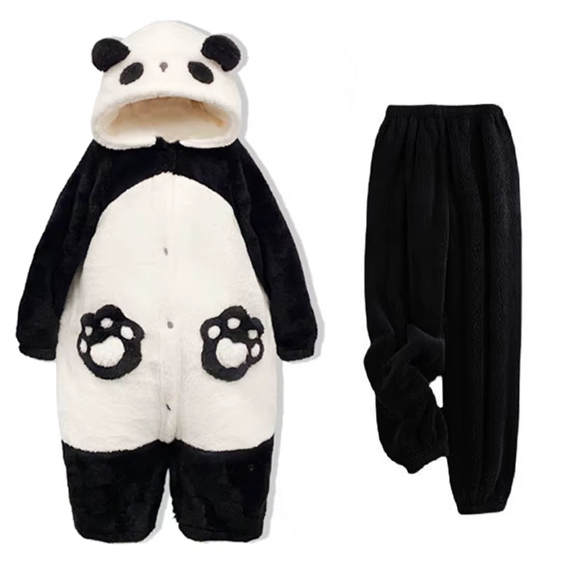 Winter Unisex the Panda Robes Costumes Onesies Kigurumi Unicron Cosplay Pajamas Adult Pyjamas Animal Sleepwear Jumpsuit Anime