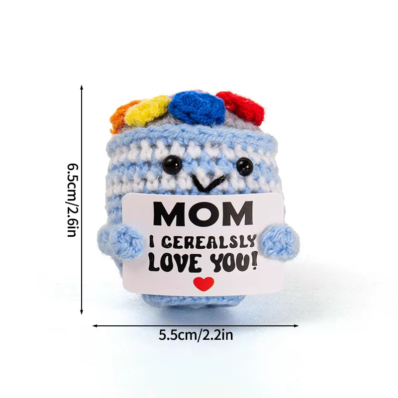 Hand-Woven Crocheted Ornaments Funny Positive Energy Vegetable Animal Doll with Hugging Card Creative Festivals Gifts Handcrafts