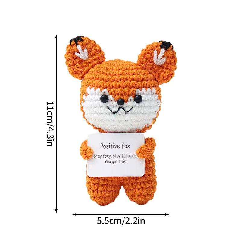 Hand-Woven Crocheted Ornaments Funny Positive Energy Vegetable Animal Doll with Hugging Card Creative Festivals Gifts Handcrafts