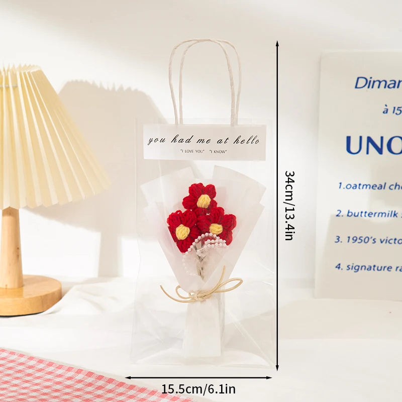 Mini Crochet Flowers Artificial Flower Bouquet Handmade Knitted Flowers Bouquet for Wedding Party Decor Valentine'S Day Gift