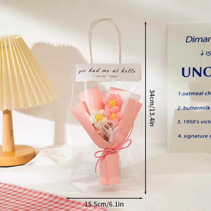 Mini Crochet Flowers Artificial Flower Bouquet Handmade Knitted Flowers Bouquet for Wedding Party Decor Valentine'S Day Gift