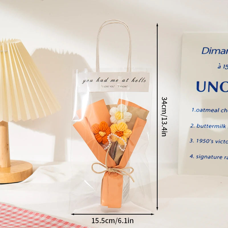 Mini Crochet Flowers Artificial Flower Bouquet Handmade Knitted Flowers Bouquet for Wedding Party Decor Valentine'S Day Gift