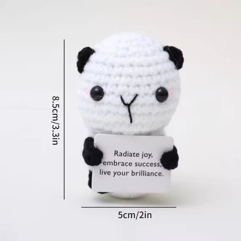 Hand-Woven Crocheted Ornaments Funny Positive Energy Vegetable Animal Doll with Hugging Card Creative Festivals Gifts Handcrafts