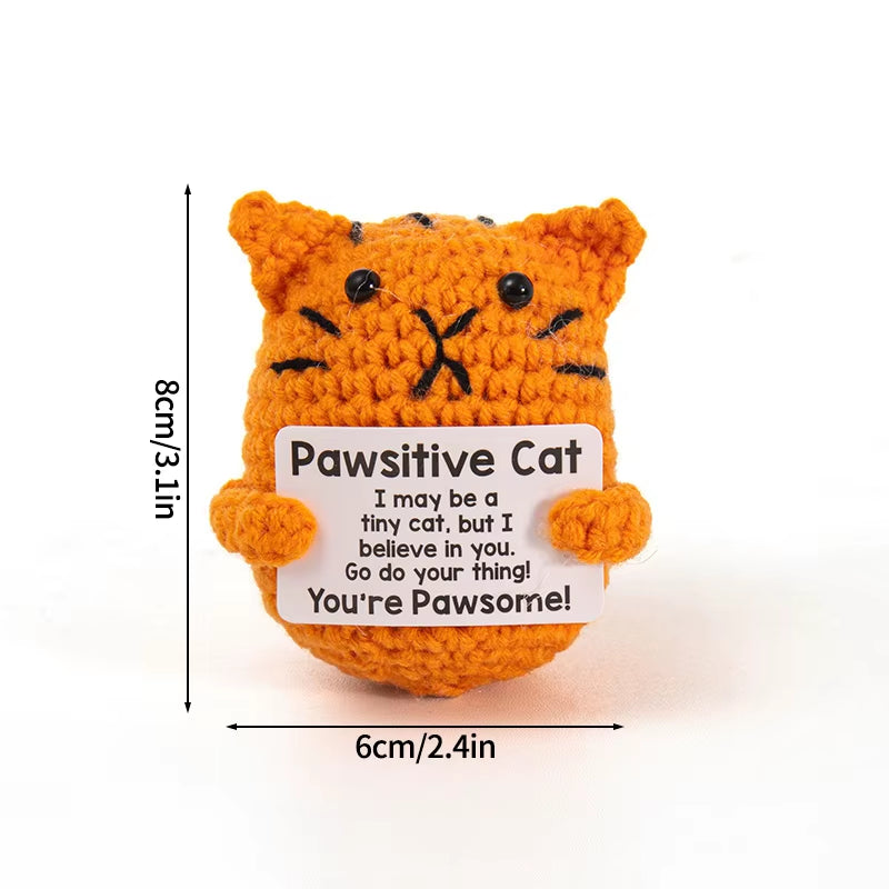 Hand-Woven Crocheted Ornaments Funny Positive Energy Vegetable Animal Doll with Hugging Card Creative Festivals Gifts Handcrafts