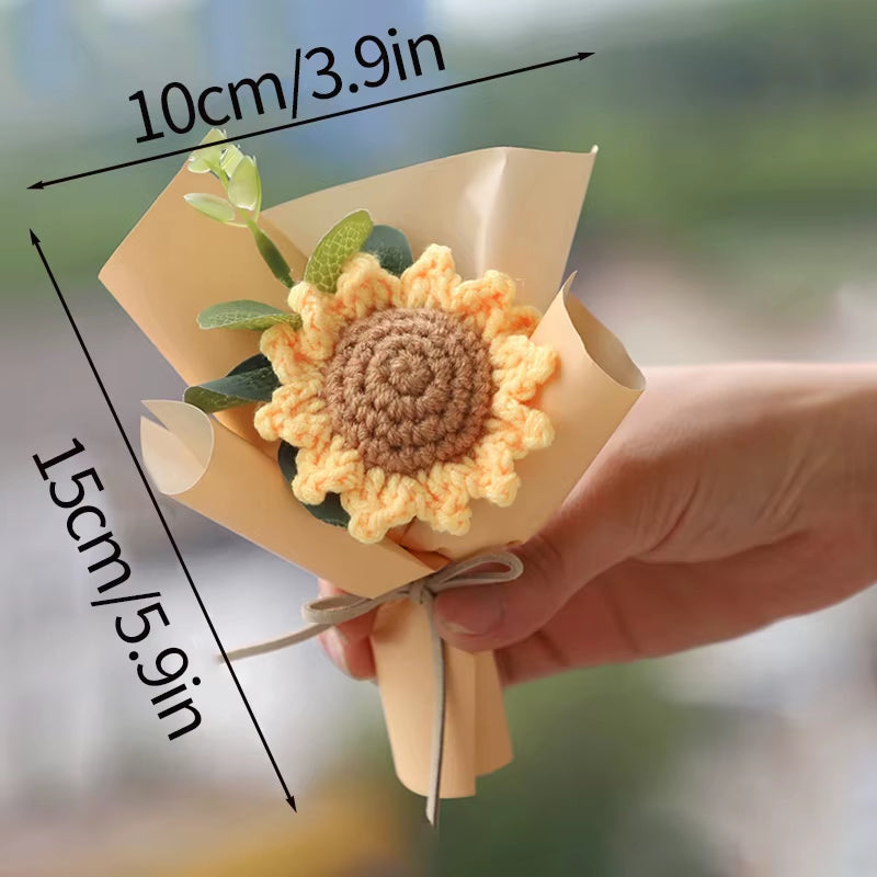Mini Crochet Flowers Artificial Flower Bouquet Handmade Knitted Flowers Bouquet for Wedding Party Decor Valentine'S Day Gift