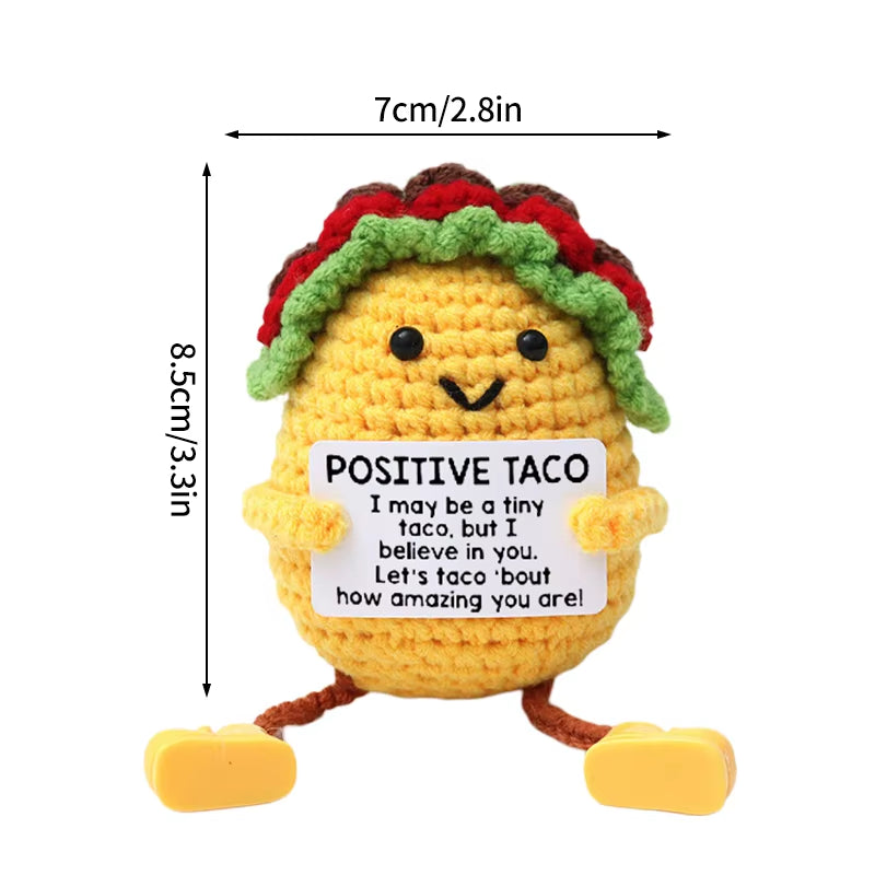 Hand-Woven Crocheted Ornaments Funny Positive Energy Vegetable Animal Doll with Hugging Card Creative Festivals Gifts Handcrafts