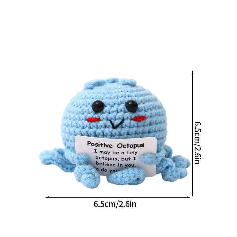 Hand-Woven Crocheted Ornaments Funny Positive Energy Vegetable Animal Doll with Hugging Card Creative Festivals Gifts Handcrafts