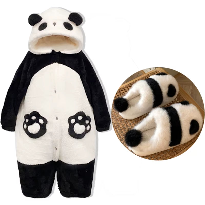 Winter Unisex the Panda Robes Costumes Onesies Kigurumi Unicron Cosplay Pajamas Adult Pyjamas Animal Sleepwear Jumpsuit Anime