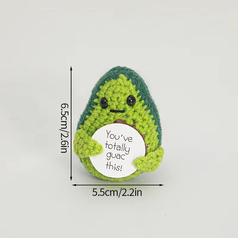 Hand-Woven Crocheted Ornaments Funny Positive Energy Vegetable Animal Doll with Hugging Card Creative Festivals Gifts Handcrafts
