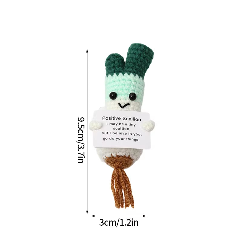 Hand-Woven Crocheted Ornaments Funny Positive Energy Vegetable Animal Doll with Hugging Card Creative Festivals Gifts Handcrafts
