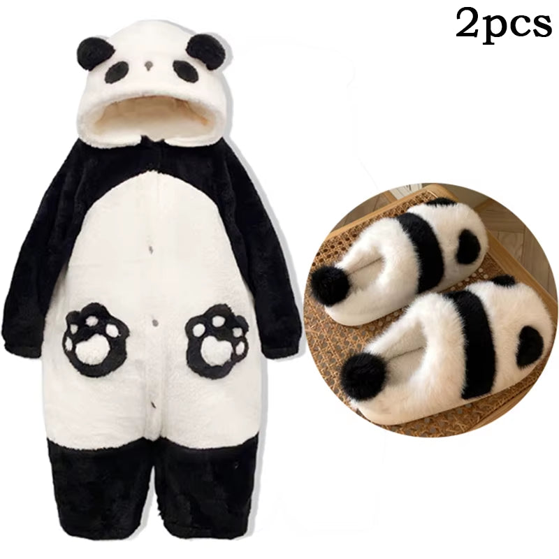 Winter Unisex the Panda Robes Costumes Onesies Kigurumi Unicron Cosplay Pajamas Adult Pyjamas Animal Sleepwear Jumpsuit Anime