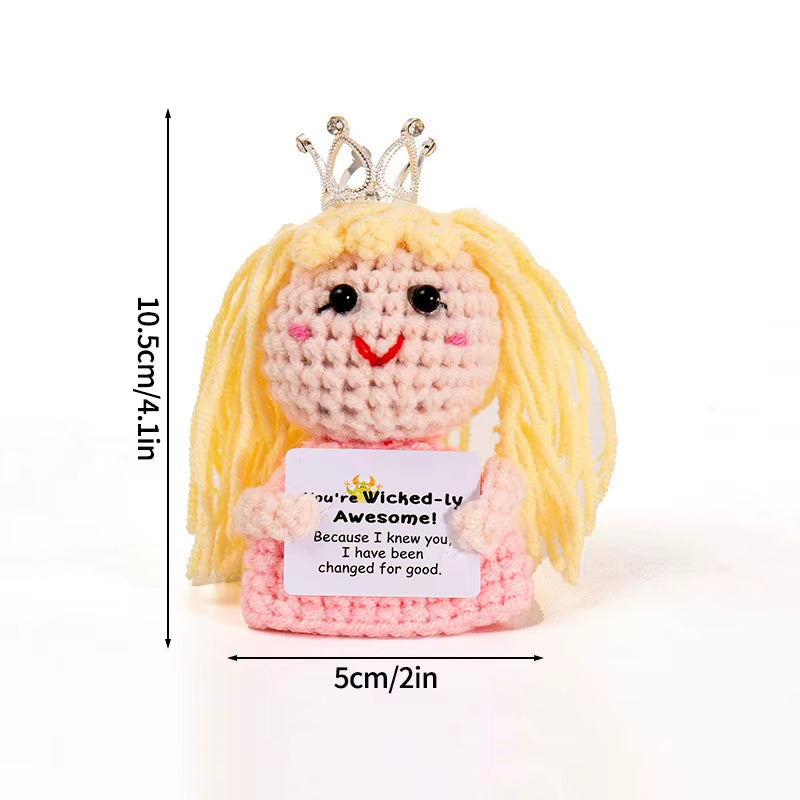 Hand-Woven Crocheted Ornaments Funny Positive Energy Vegetable Animal Doll with Hugging Card Creative Festivals Gifts Handcrafts