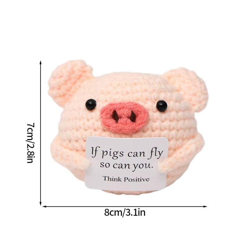 Hand-Woven Crocheted Ornaments Funny Positive Energy Vegetable Animal Doll with Hugging Card Creative Festivals Gifts Handcrafts