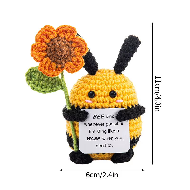 Hand-Woven Crocheted Ornaments Funny Positive Energy Vegetable Animal Doll with Hugging Card Creative Festivals Gifts Handcrafts
