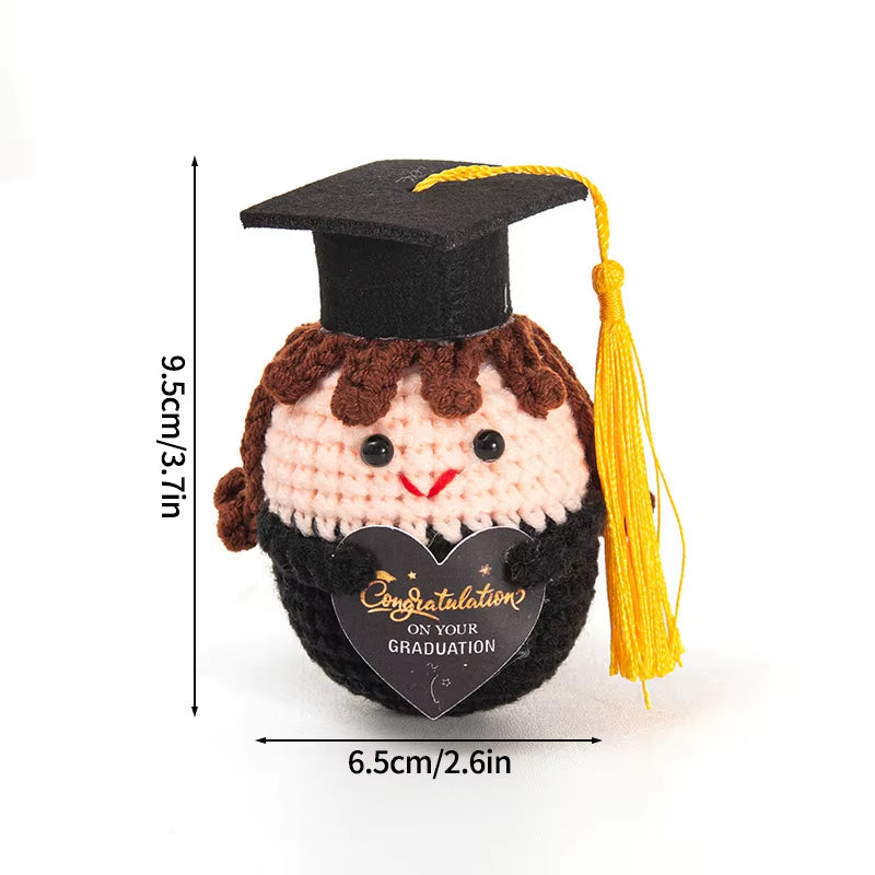 Hand-Woven Crocheted Ornaments Funny Positive Energy Vegetable Animal Doll with Hugging Card Creative Festivals Gifts Handcrafts