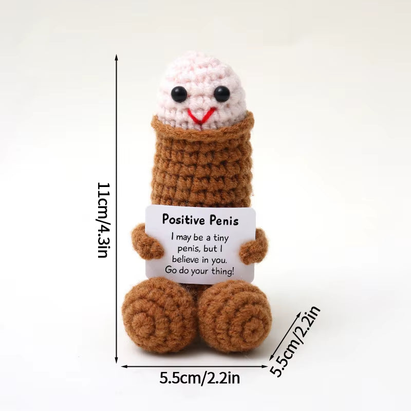 Hand-Woven Crocheted Ornaments Funny Positive Energy Vegetable Animal Doll with Hugging Card Creative Festivals Gifts Handcrafts