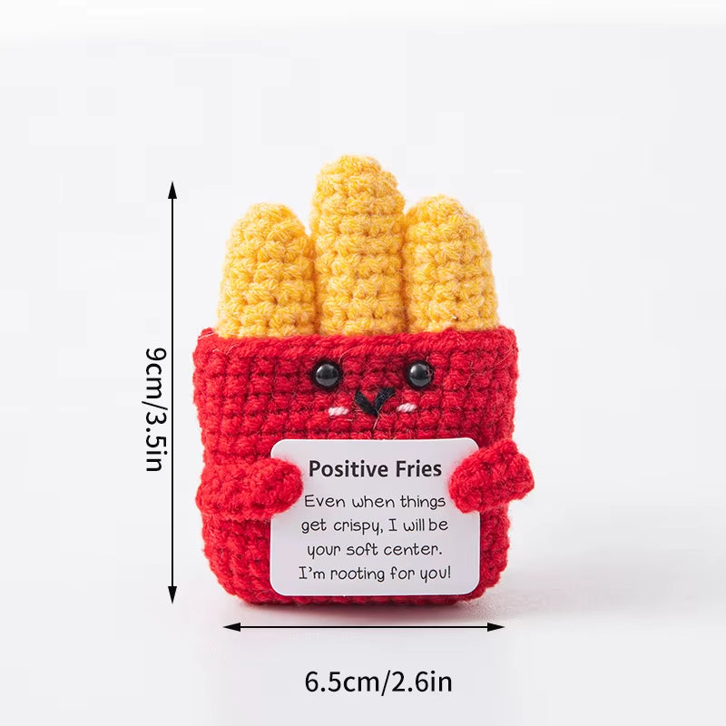 Hand-Woven Crocheted Ornaments Funny Positive Energy Vegetable Animal Doll with Hugging Card Creative Festivals Gifts Handcrafts